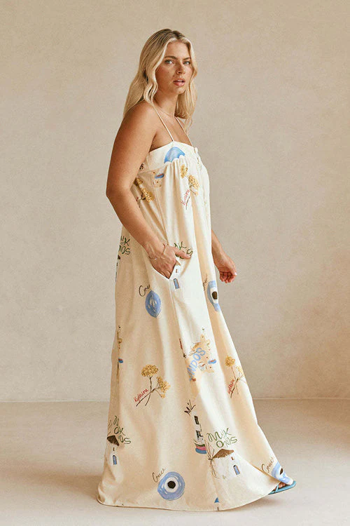 Lovable Aesthetic Print Flax Maxi Dress - Image 5