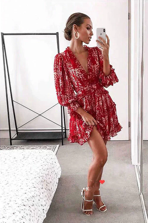 Love is Life Ruffled Printed Mini Dress - 3 Colors - Image 7