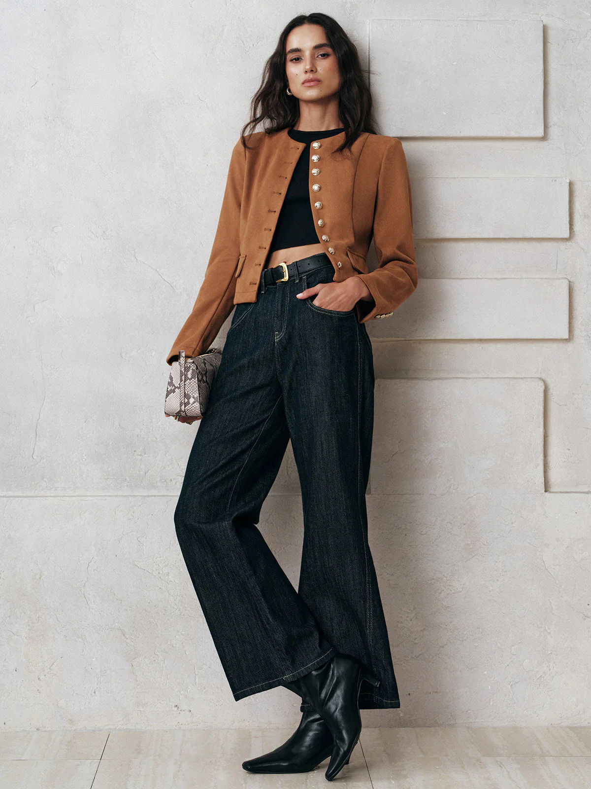 Metal Button Suede Jacket - Image 3