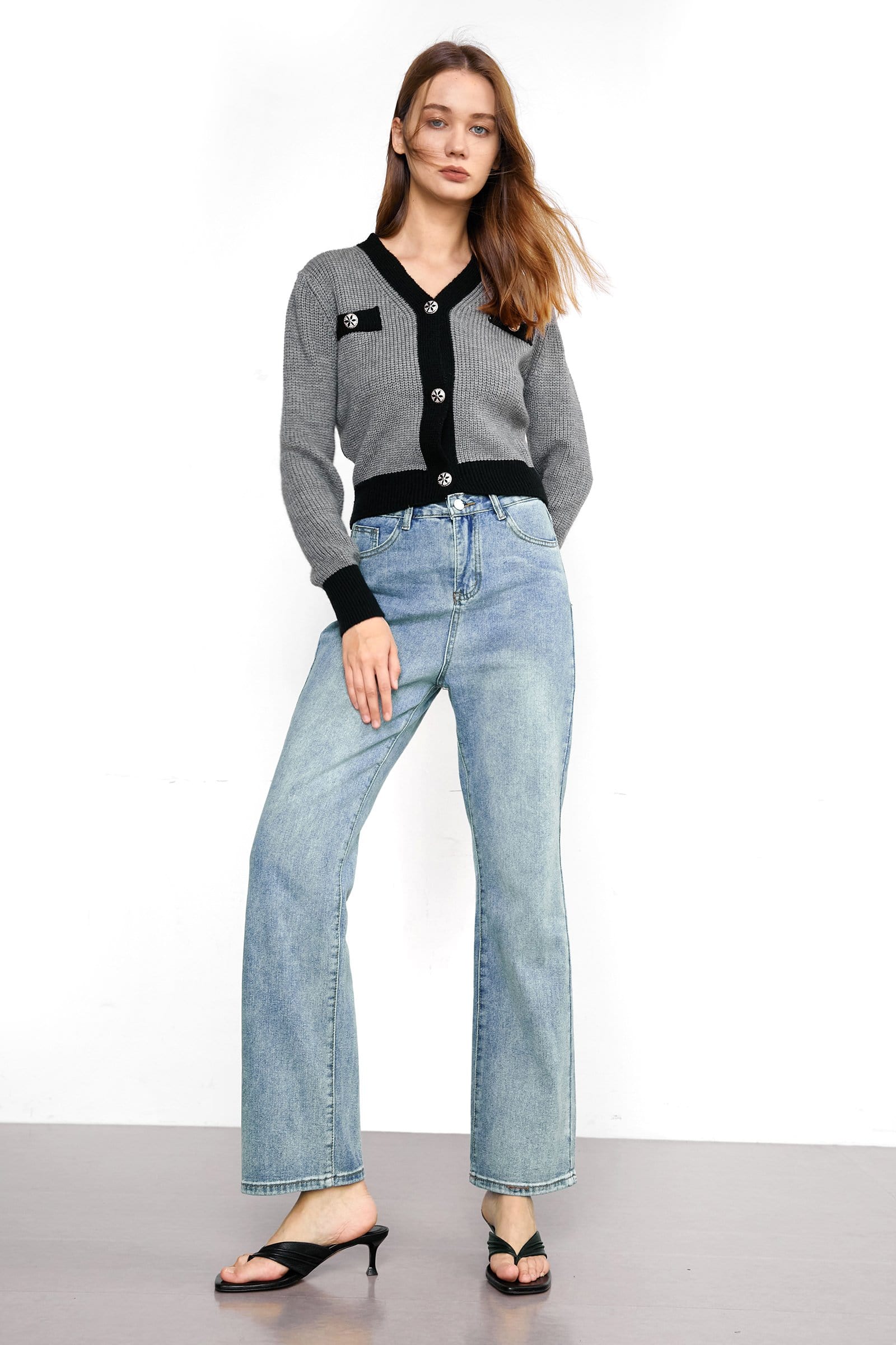 Meyer Light Slate Gray Contrast Cardigan - Image 2