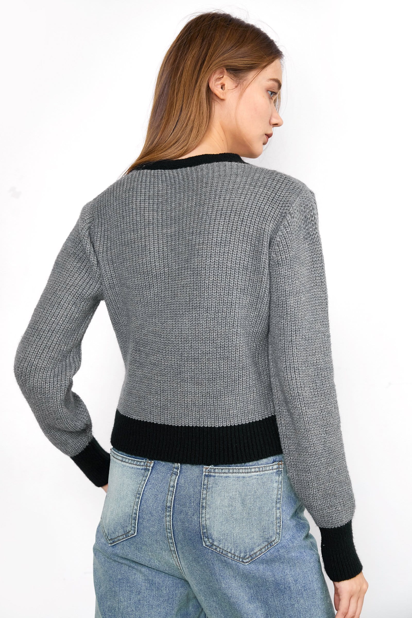 Meyer Light Slate Gray Contrast Cardigan - Image 3