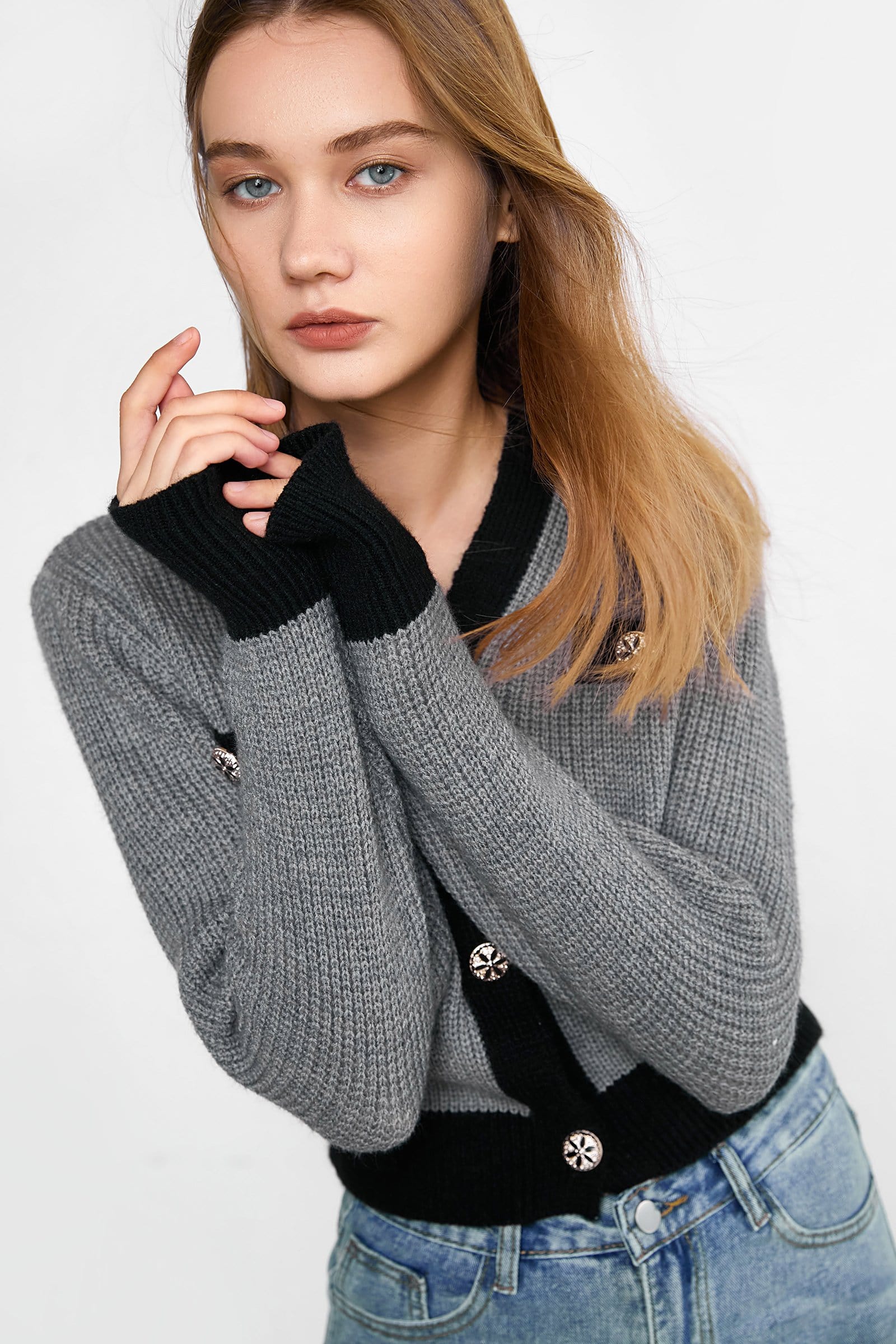 Meyer Light Slate Gray Contrast Cardigan - Image 5