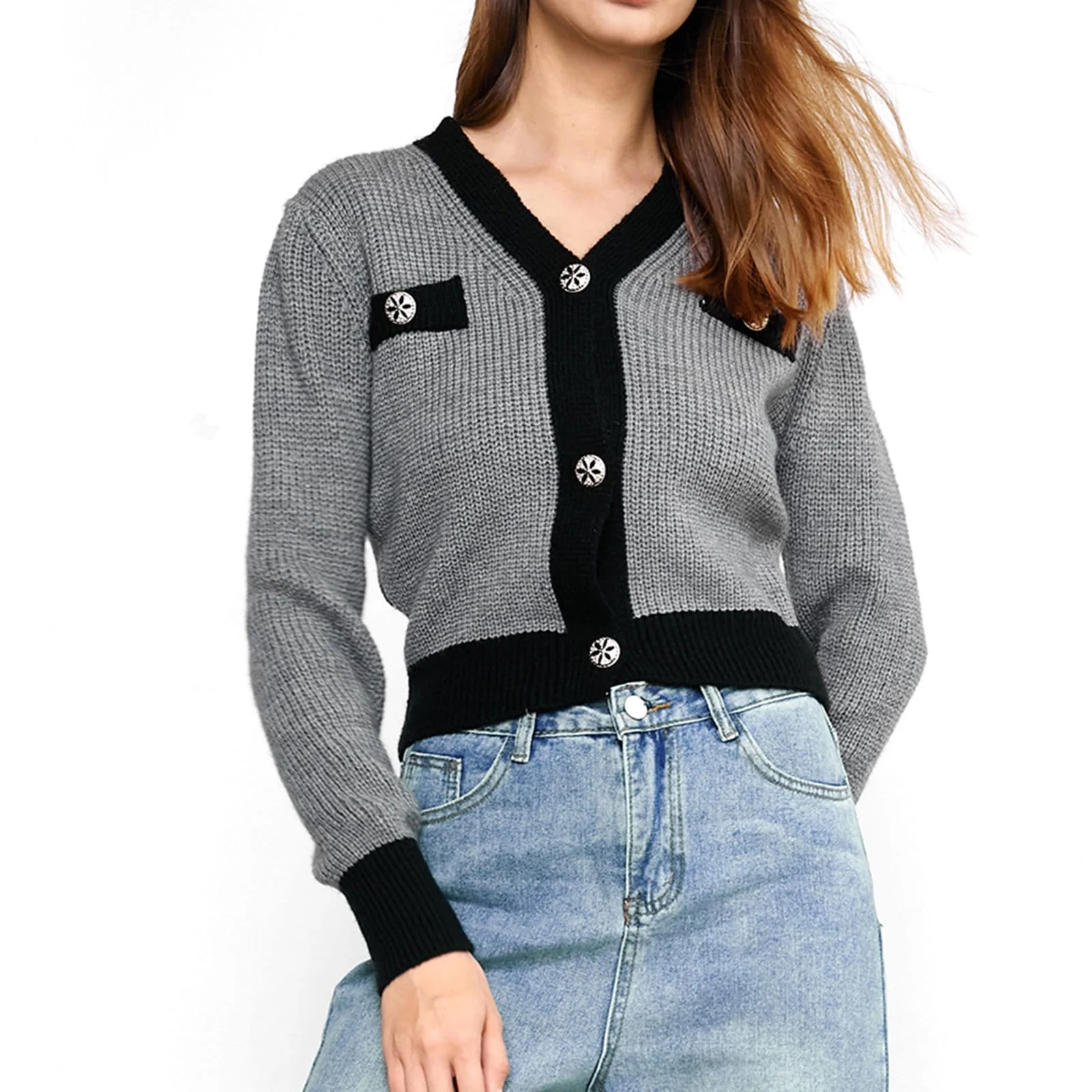 Meyer Light Slate Gray Contrast Cardigan - Image 6