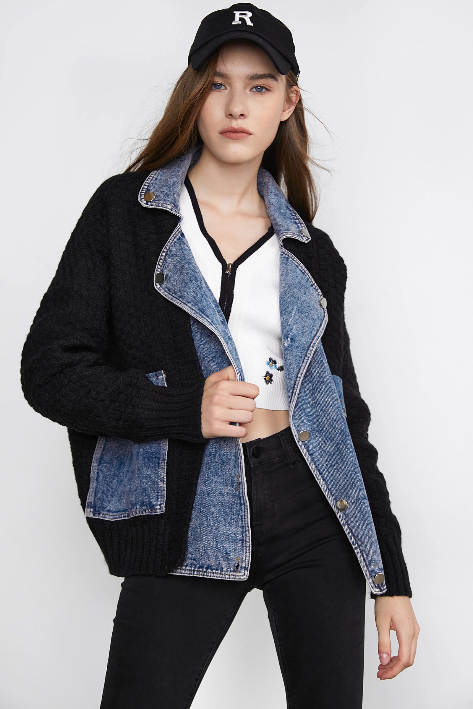 Mishka Black Knit Denim Jacket - Image 3