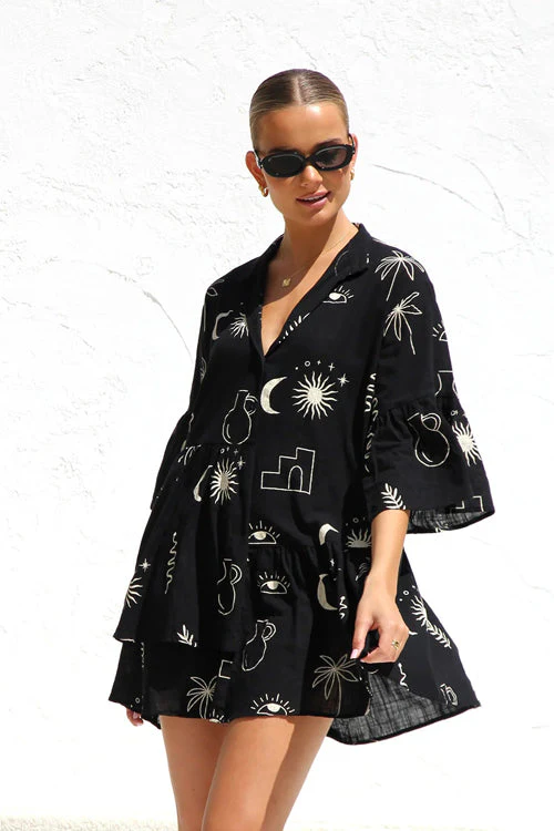 Open Your Heart Cotton Print A-Line Mini Dress - 5 Colors - Image 3