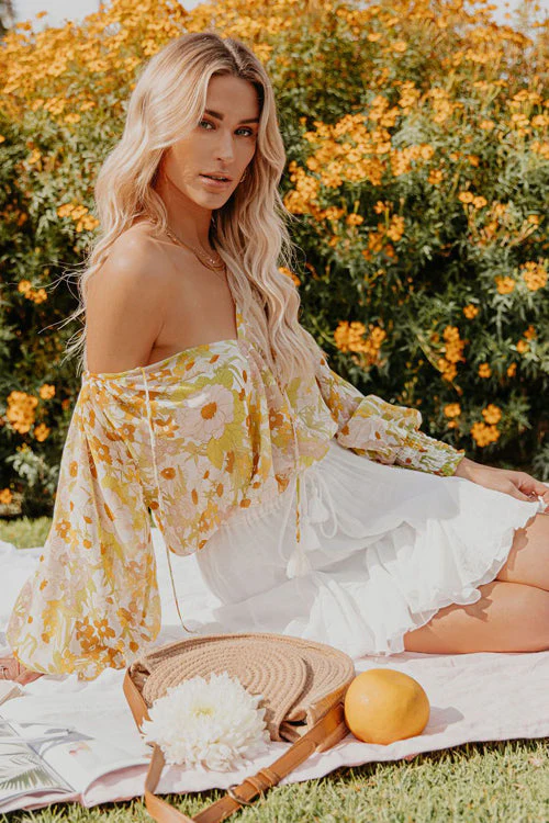 Out In The Sun Floral Printed Smocked Top - Image 5