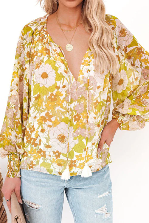 Out In The Sun Floral Printed Smocked Top - Image 6