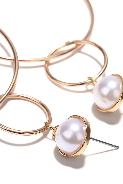 Pearl Hoop Charm Earings - Image 3