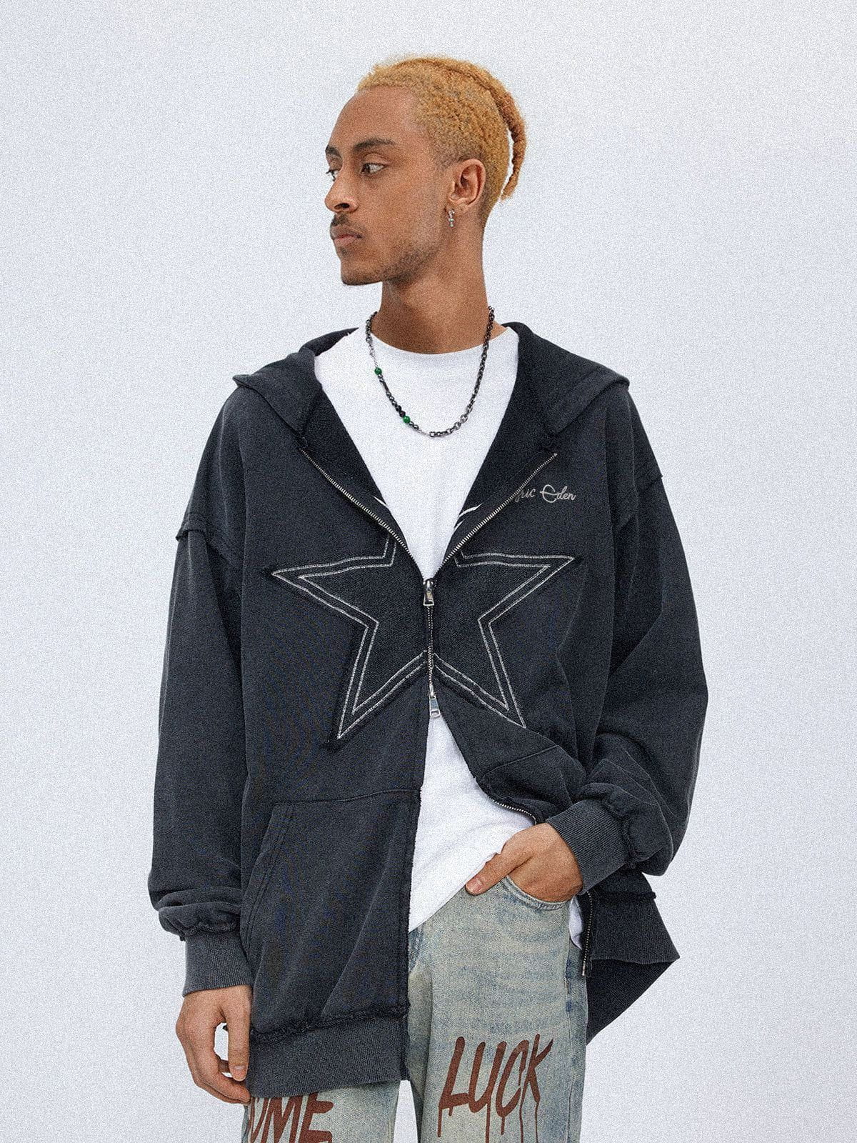 Star Washed Zip-up Hoodie - Image 6