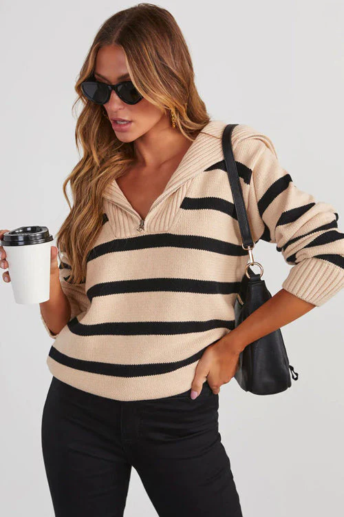 Perfectly You Stripe Long Sleeve Knit Sweater - 2 Colors - Image 12