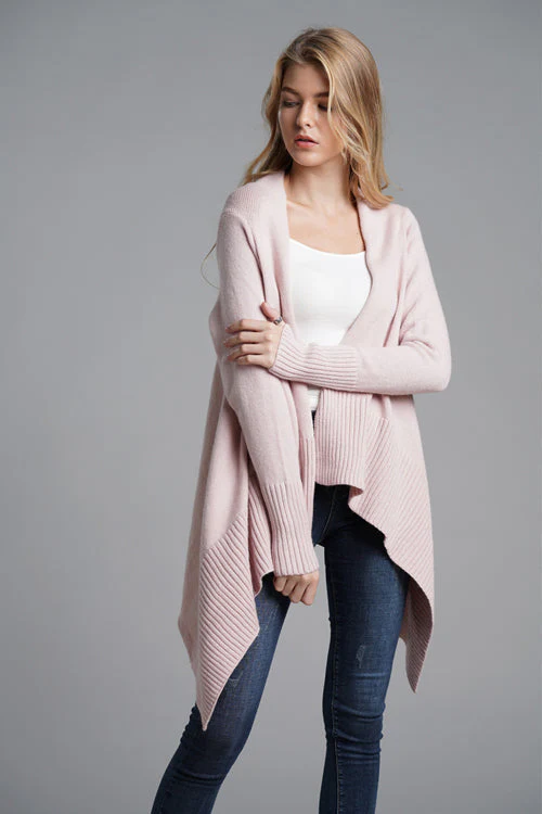 Pink Girl Irregular Hem Knit Cardigan - Image 3