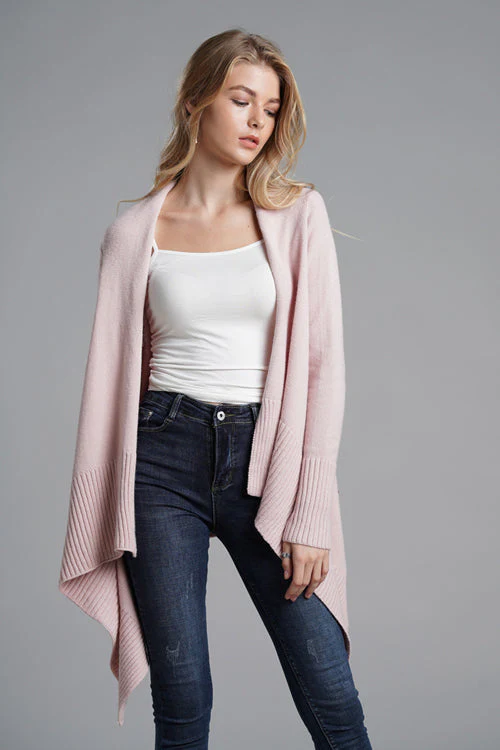 Pink Girl Irregular Hem Knit Cardigan - Image 4
