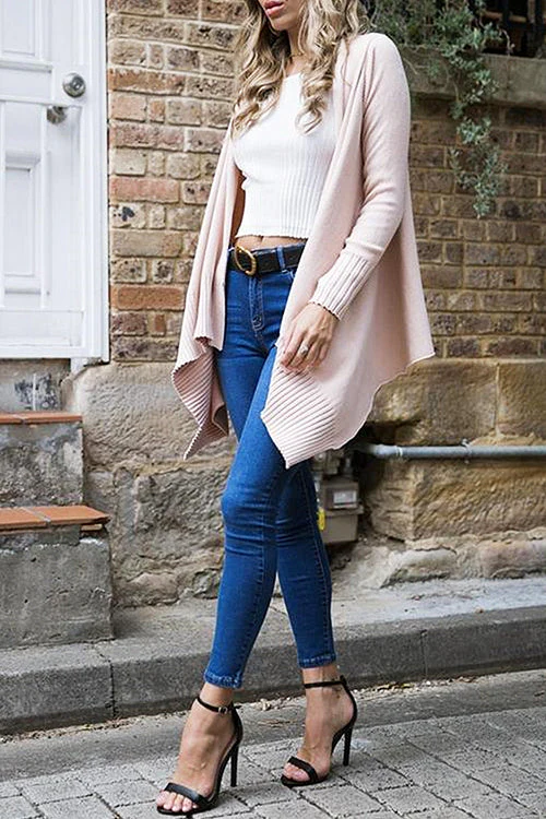 Pink Girl Irregular Hem Knit Cardigan - Image 7