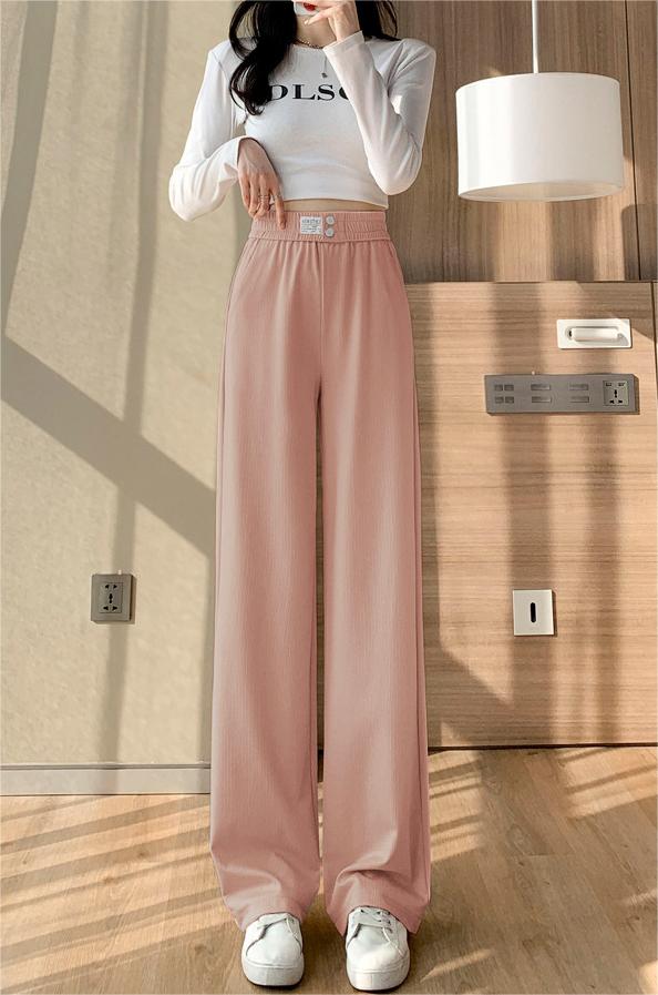 Pink High-Waisted Straight Slacks - Image 3
