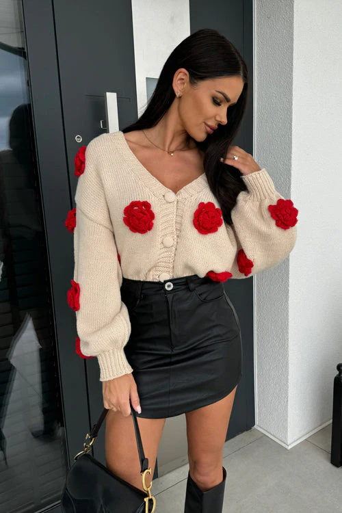 Precious Look 3D Flowers Knit Cardigan Sweater - 3 Colors - Image 12