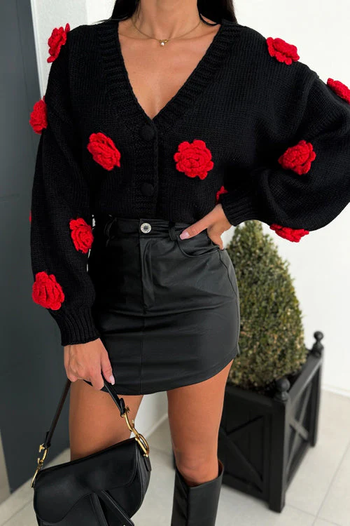 Precious Look 3D Flowers Knit Cardigan Sweater - 3 Colors - Image 3