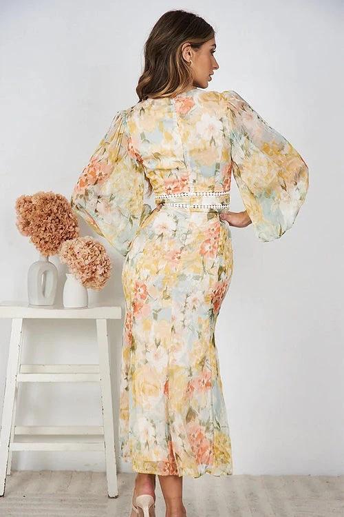 Radiantly Sweet Long Sleeve Floral Print Maxi Dress - Image 2