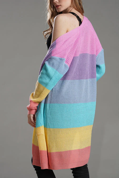 Rainbow Babe Striped Knit Cardigan - 2 Colors - Image 5