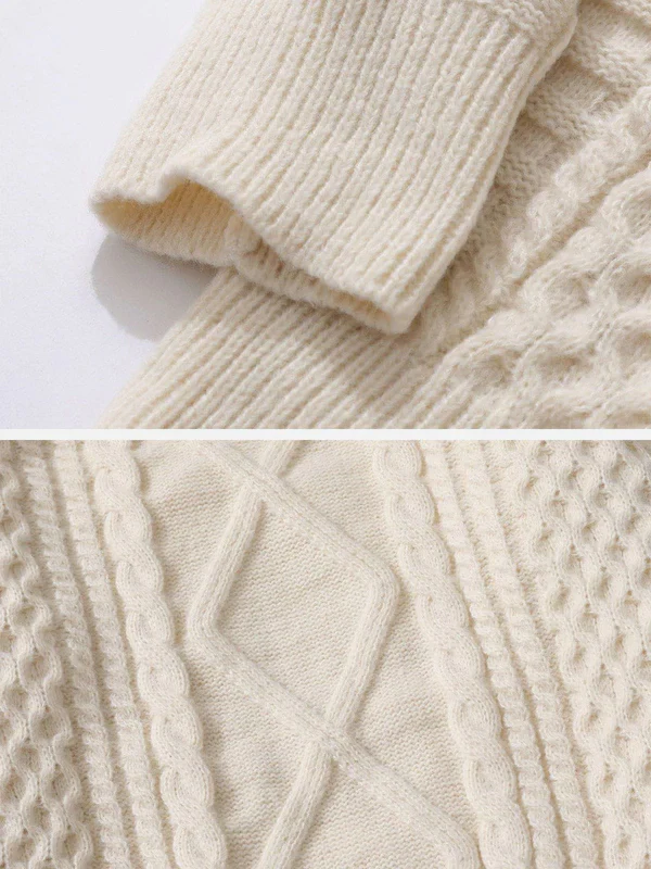 RETRO DIAMOND TWIST ROUND NECK SWEATER FOR MEN AND WOMEN - Image 8