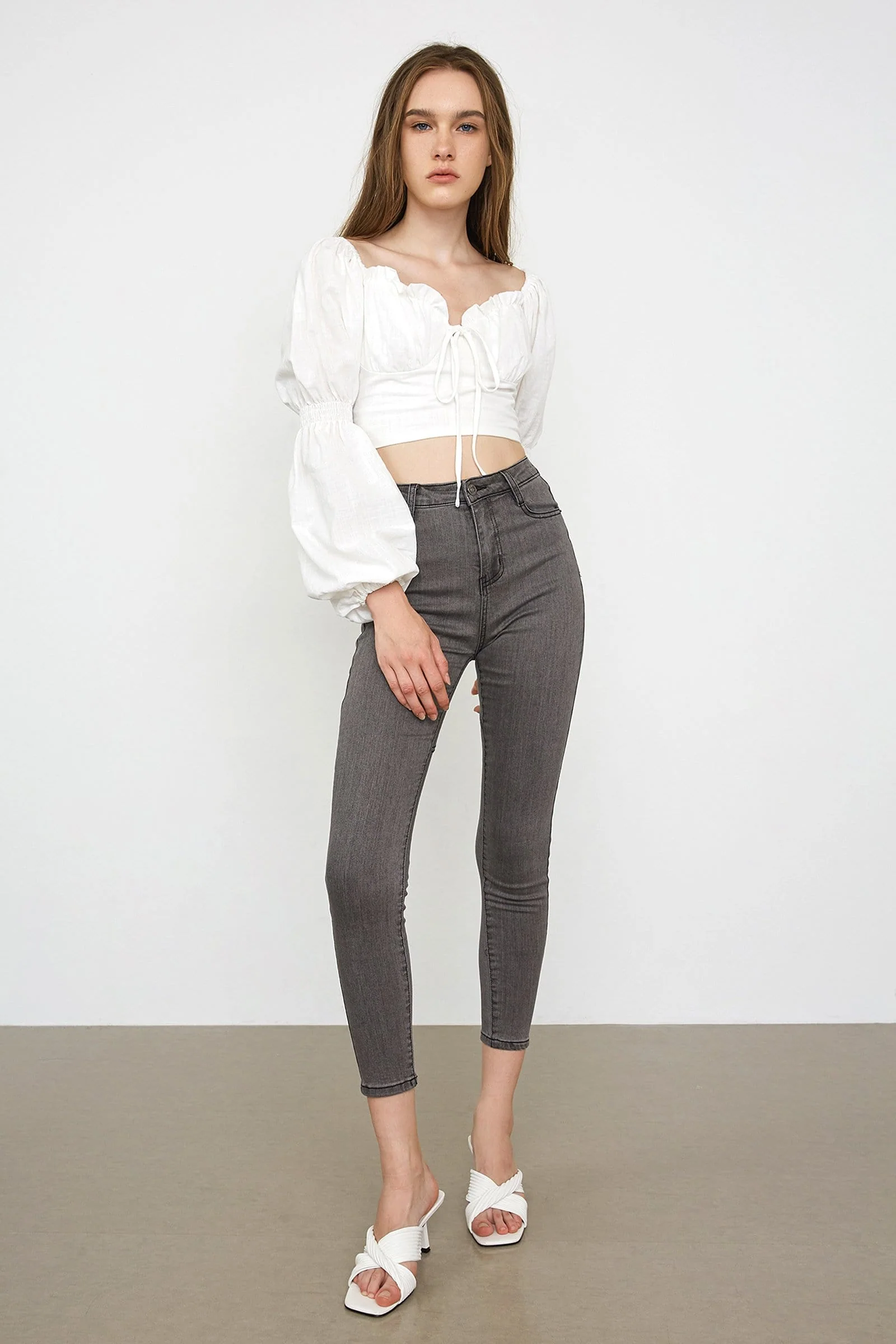Roxanna White Puff Sleeve Blouse - Image 2