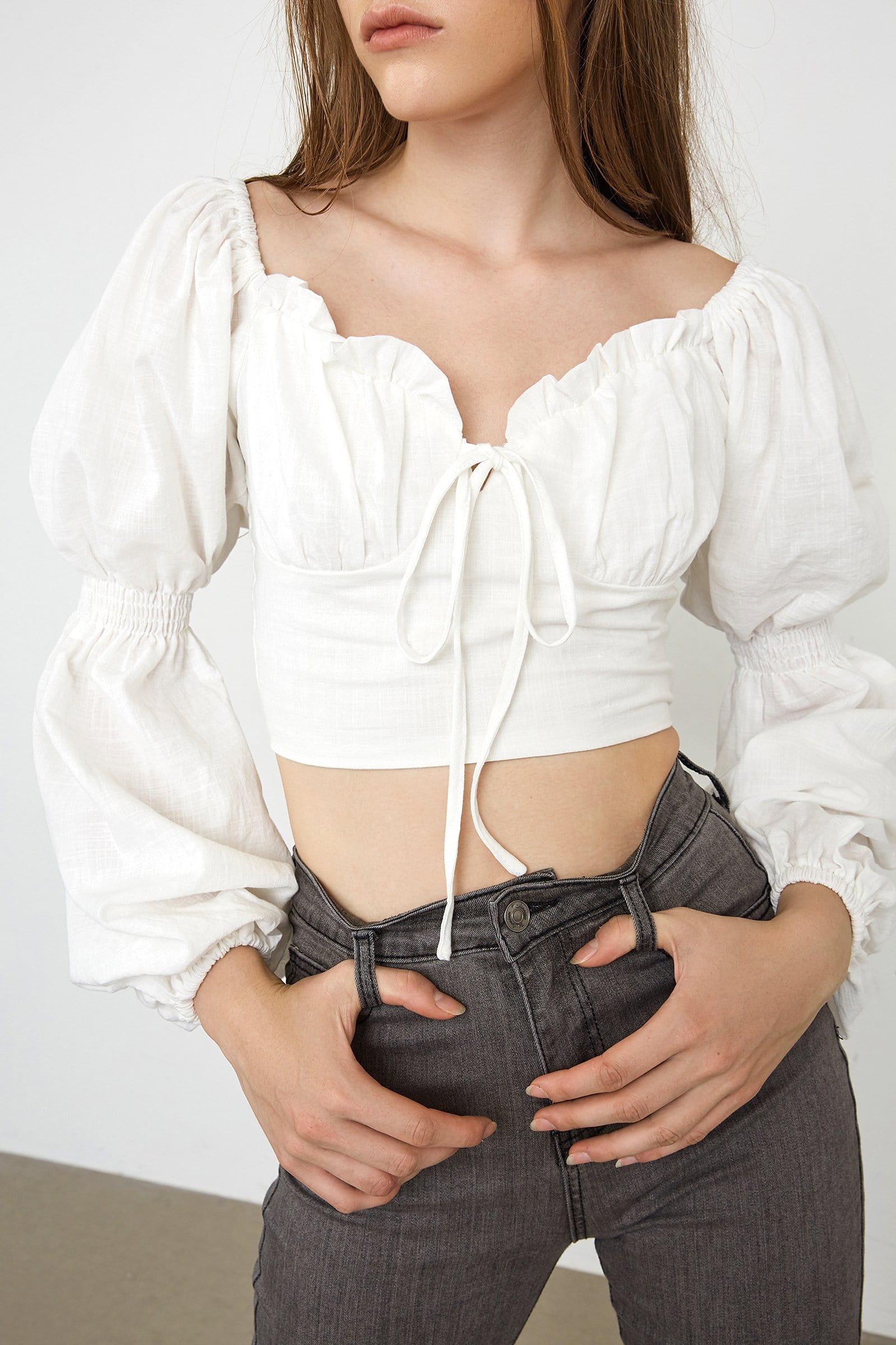Roxanna White Puff Sleeve Blouse - Image 4