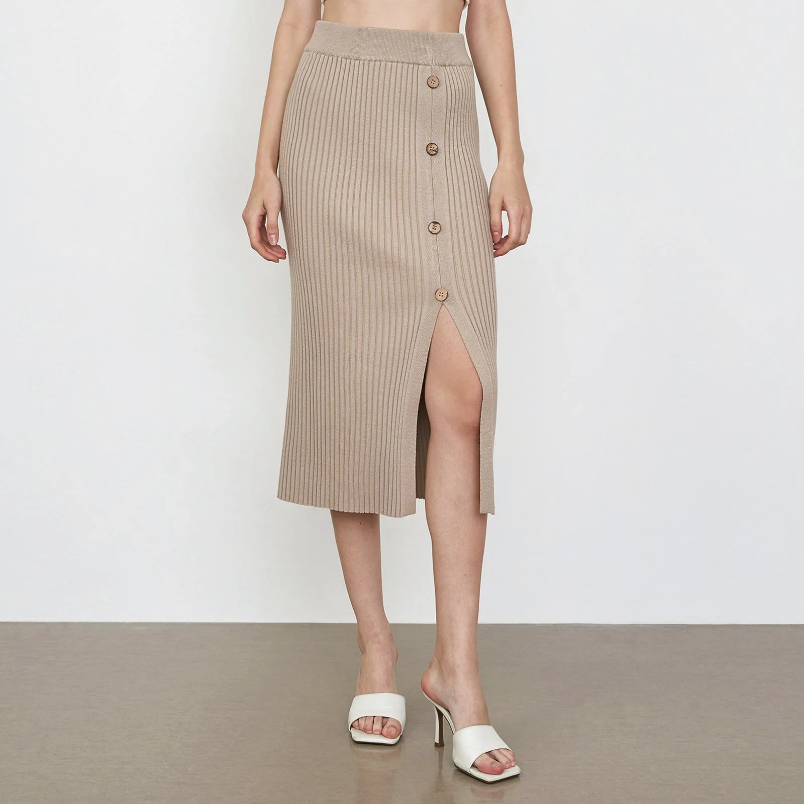 Selene Wheat Slit Hem Skirt - Image 6