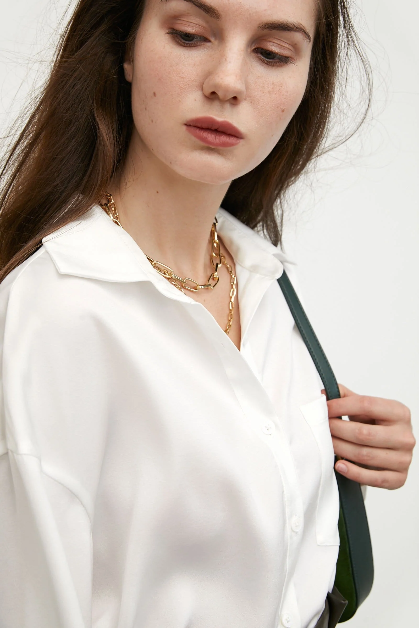 Silky White Button-Up Blouse - Image 5
