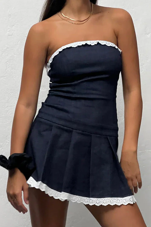So Much Love Lace Denim Sleeveless Mini Dress - 2 Colors - Image 8
