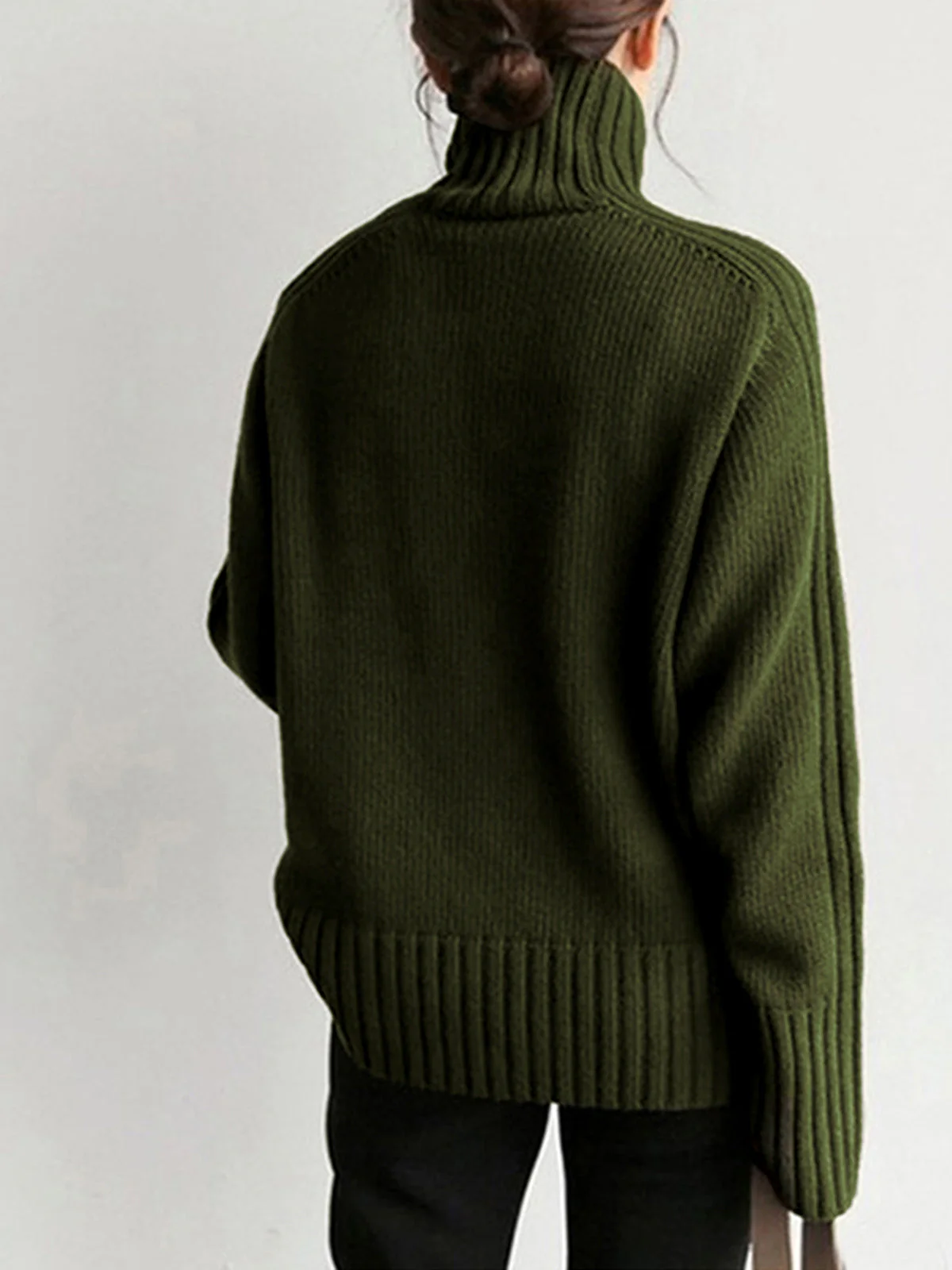 Solid High Neck Knit Sweater - Image 8