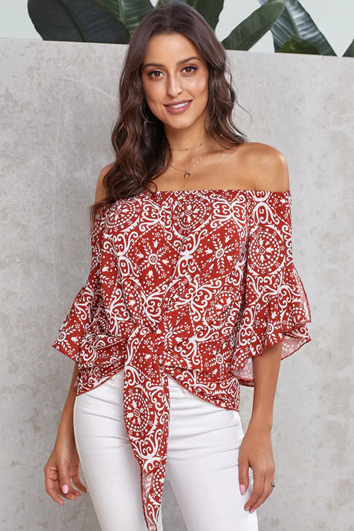 Style Spotting Off the Shoulder Print Top - 4 Colors - Image 2