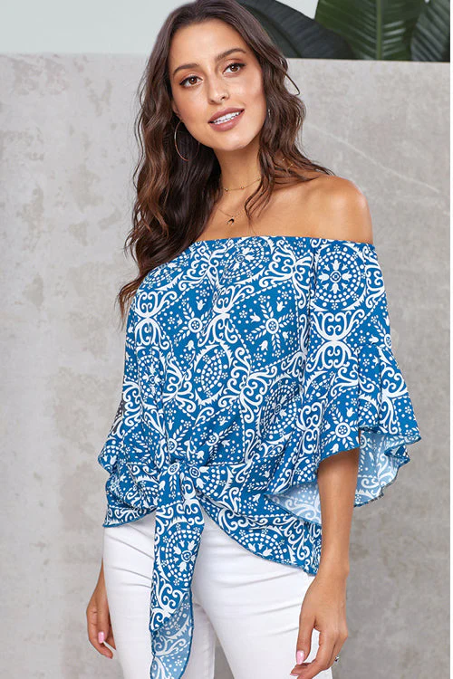 Style Spotting Off the Shoulder Print Top - 4 Colors - Image 5