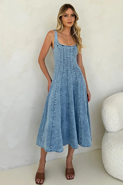 Summertime Inspiration Medium Wash Denim Dress - Image 9