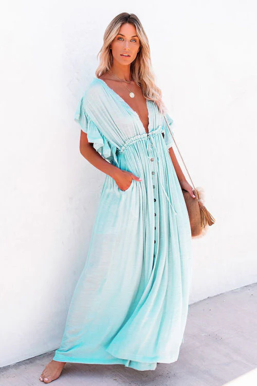 Sunshine And Fun Ruffled Beach Wear Maxi Dress - 8 Colors - Image 7