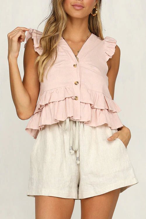 Sweet Songbird V-neck Layered Ruffle Top - 3 Colors - Image 3