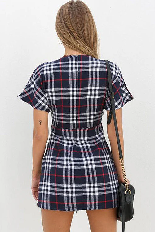 Tartan Tie-front Shift Mini Dress - Image 4
