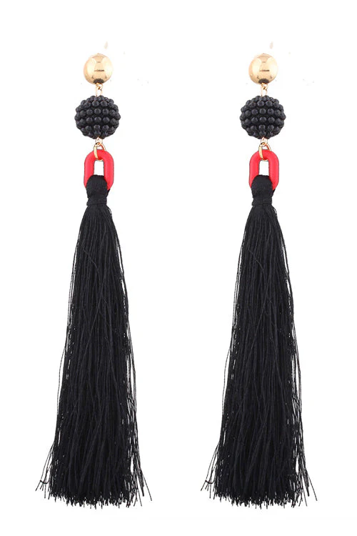 Tassel Bead Long Earrings - Image 5