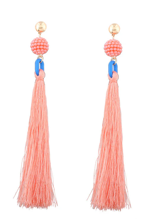 Tassel Bead Long Earrings - Image 8