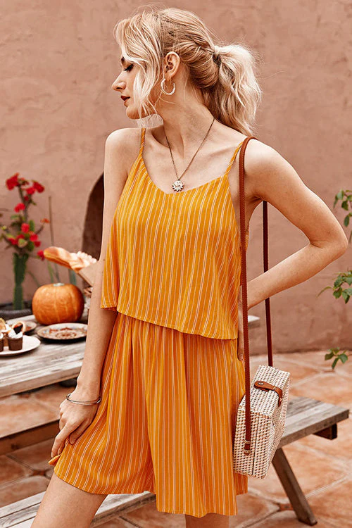 Thinking Out Loud Striped Spaghetti Romper - 3 Colors - Image 9