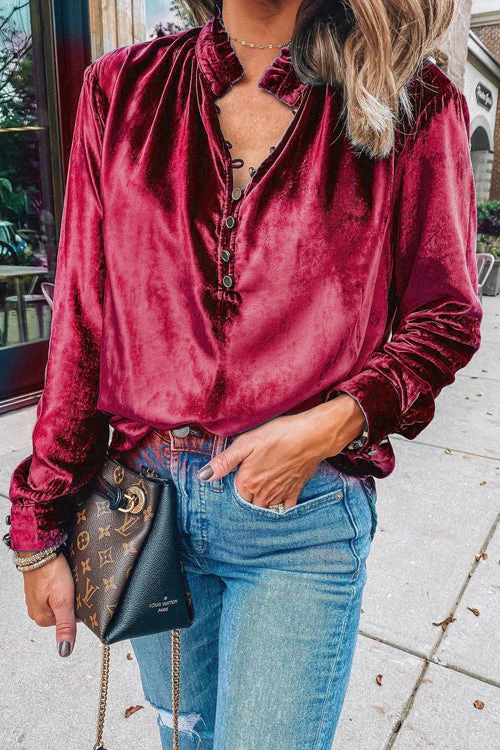 Time To Celebrate Velvet Long Sleeve Top - 3 Colors - Image 3