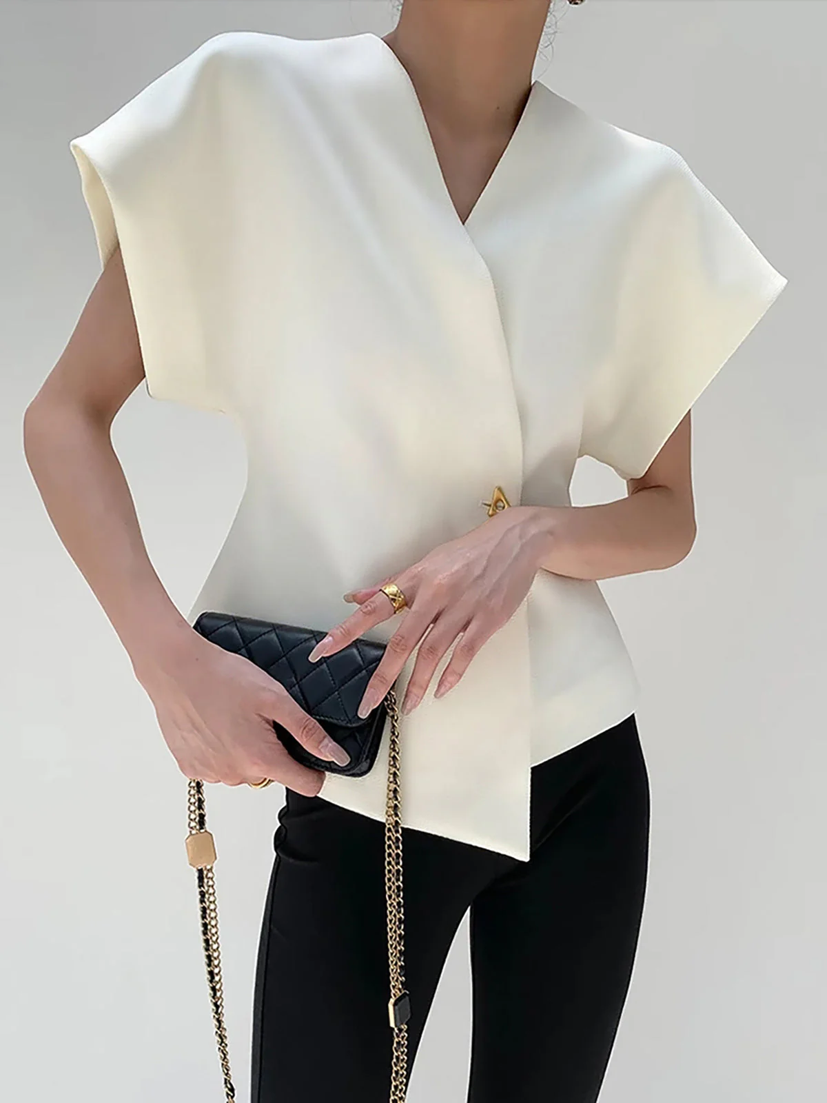 Trendy V-Neck Button Down Blouse - Image 3