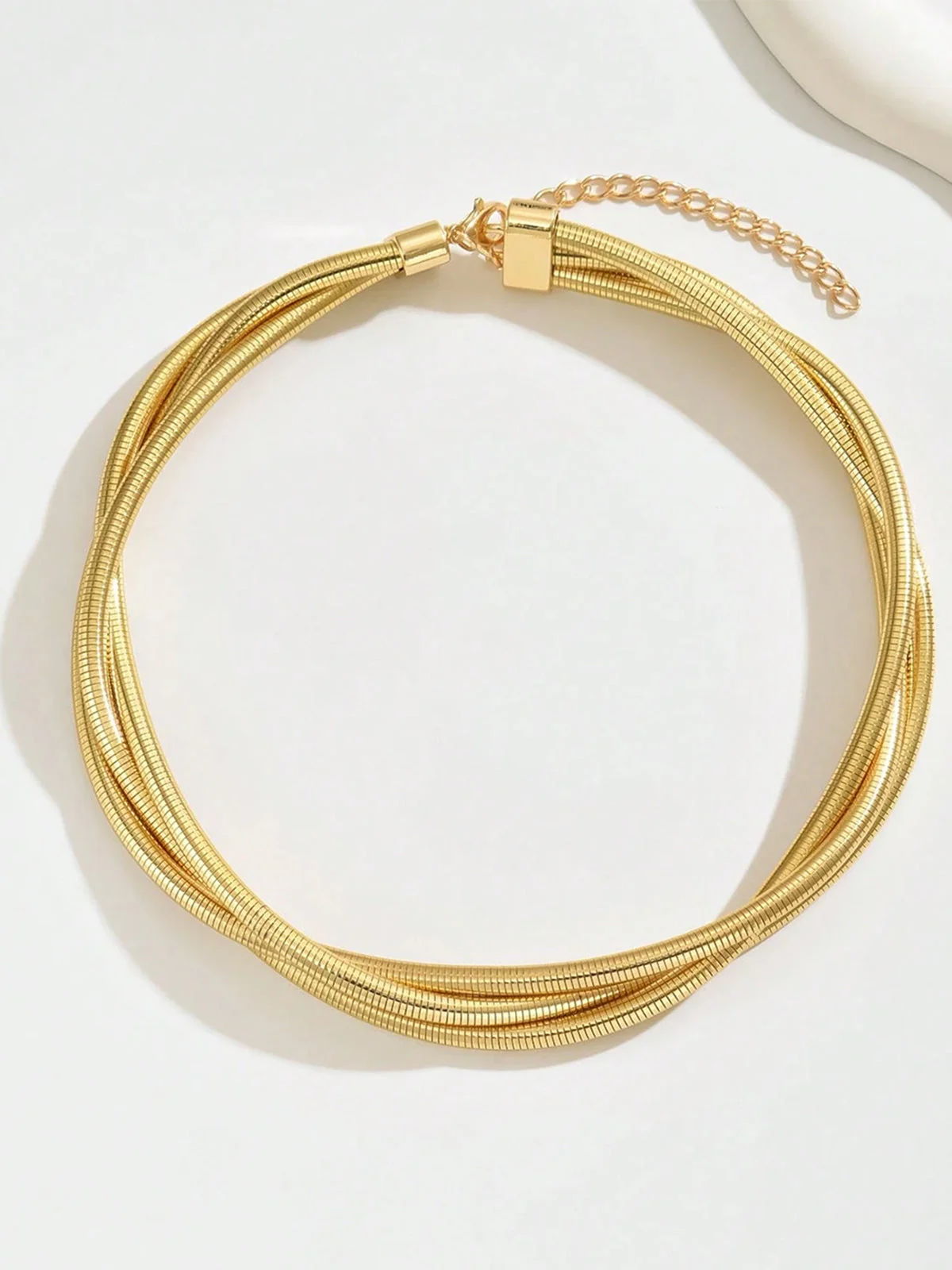 Triple-Layered Gold-Tone Choker Necklace - Image 3