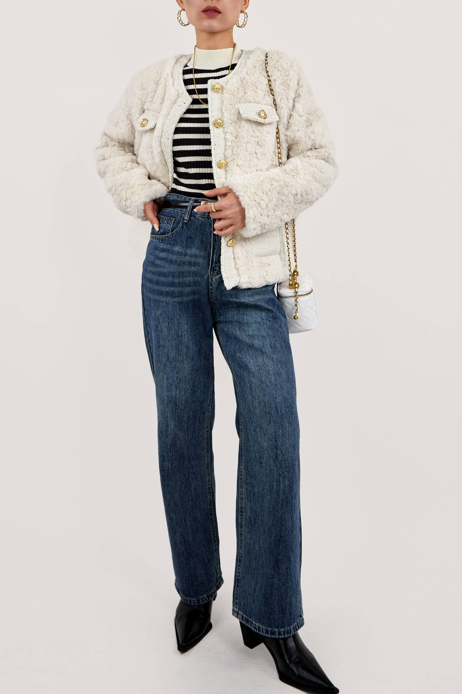 Tweed Crew Neck Pocket Teddy Jacket - Image 6