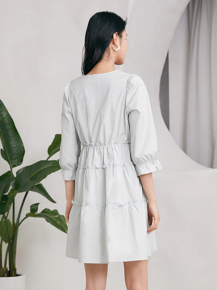 V-Neck Mini Dress With Bow - Image 2