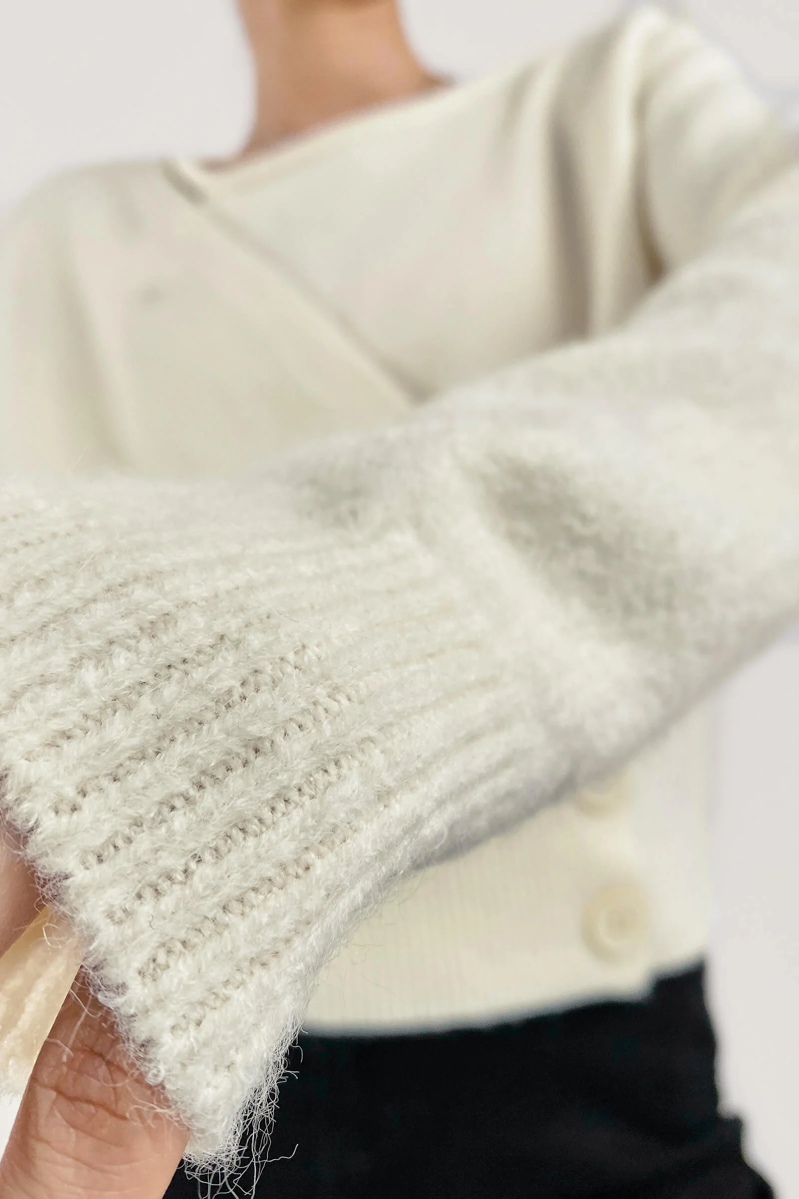 White Overlap Collar Knit Sweater - Image 5