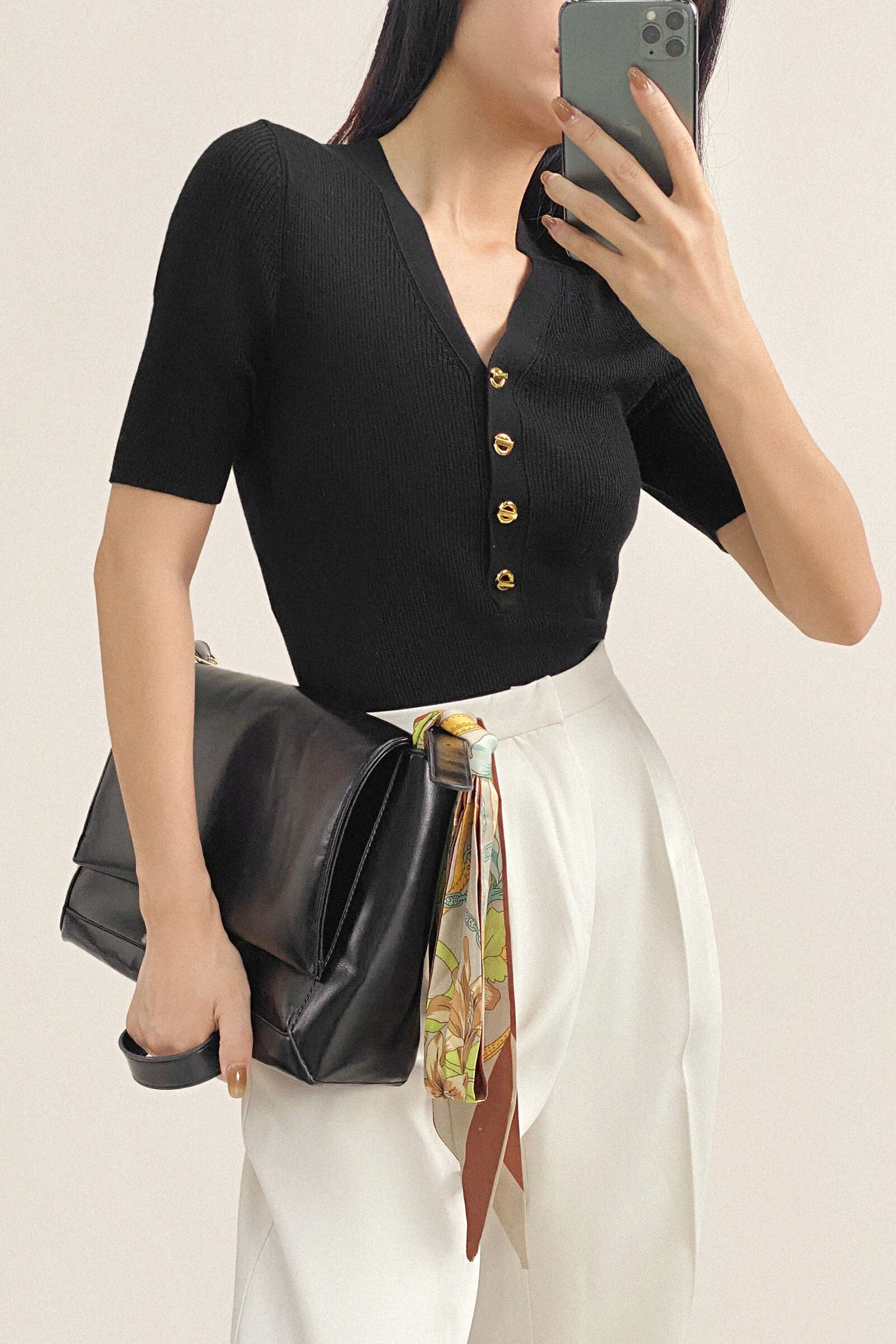 White Pleat Detail Wide Leg Work Pants - Image 11