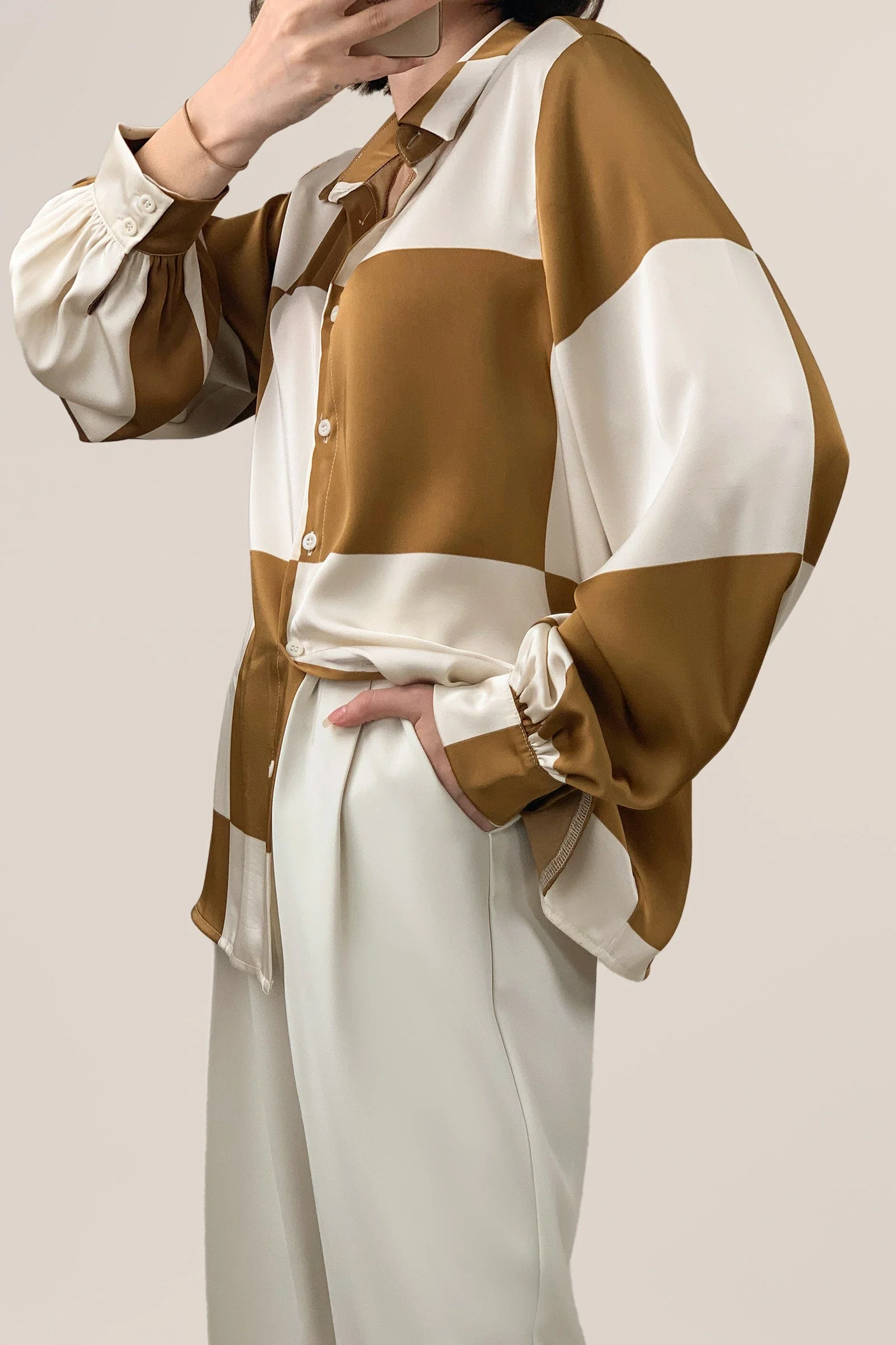 White Pleat Detail Wide Leg Work Pants - Image 5