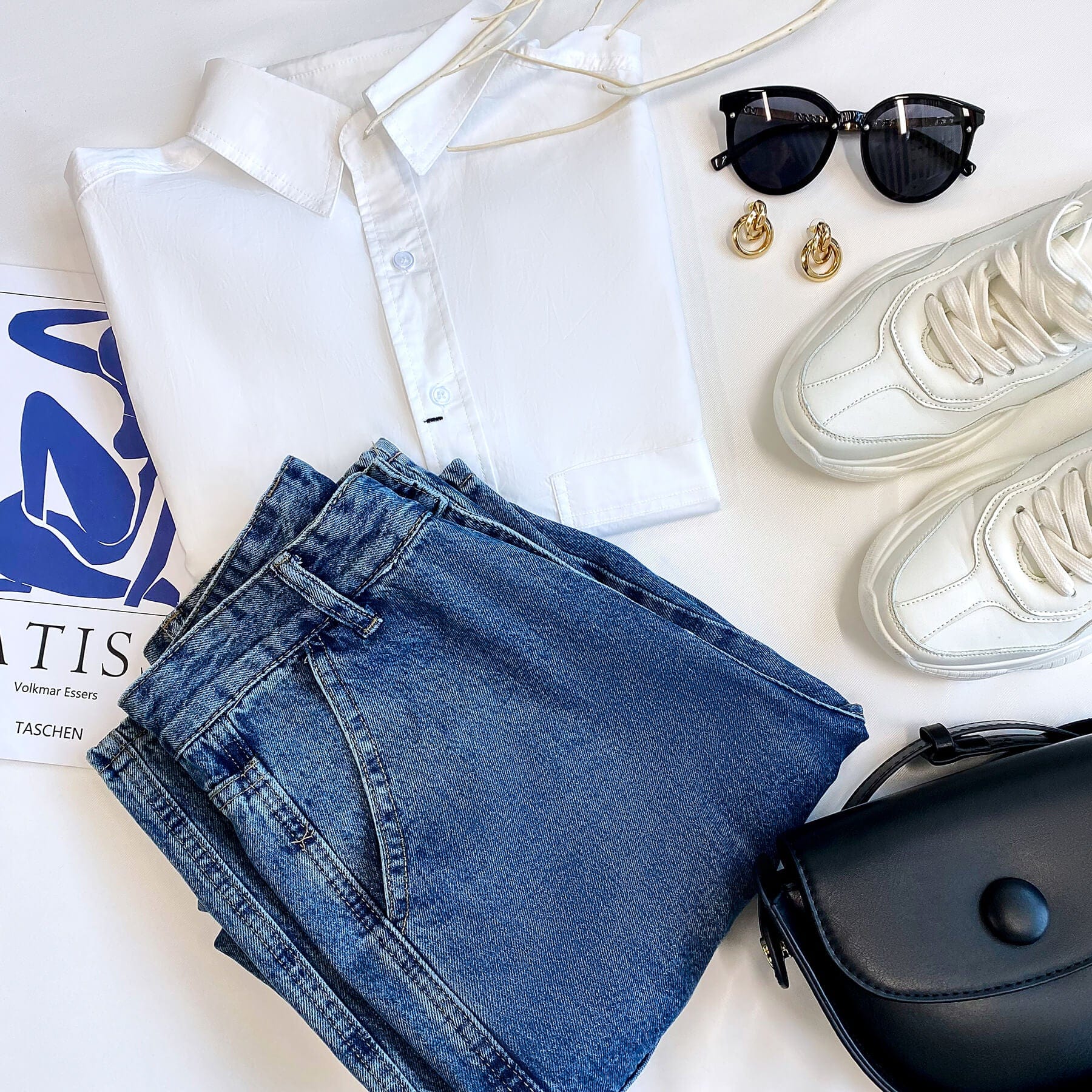 White Pocket Detail Cropped Shirt - Image 13