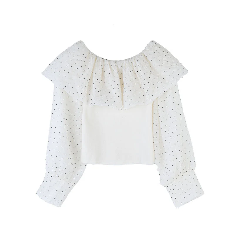 White Puff Sleeve T Polka Dots - Image 3