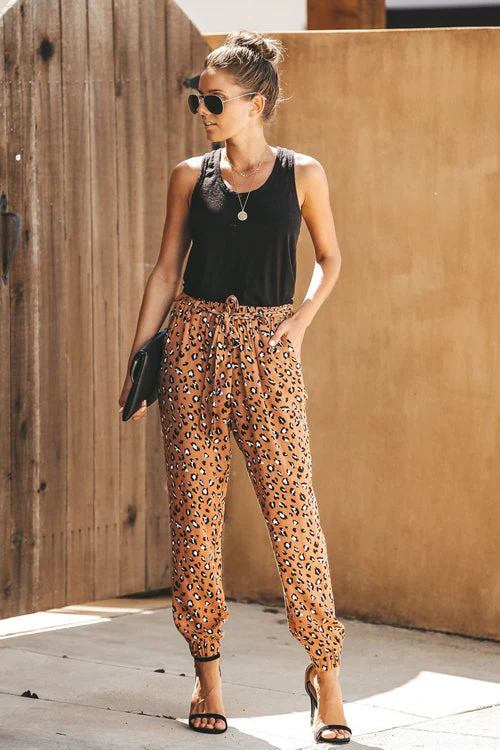 Wildcat Leopard Print Tie-Front Pants - 4 Colors - Image 5