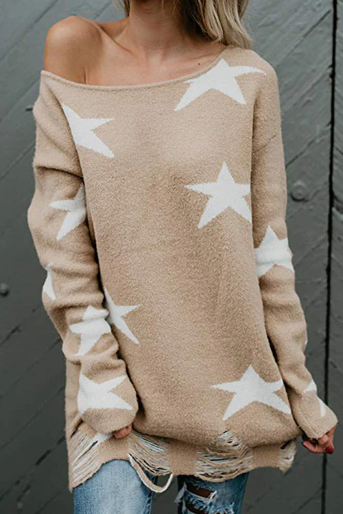 Wind Whisper Star Casual Knit Sweater - 2 Colors - Image 2